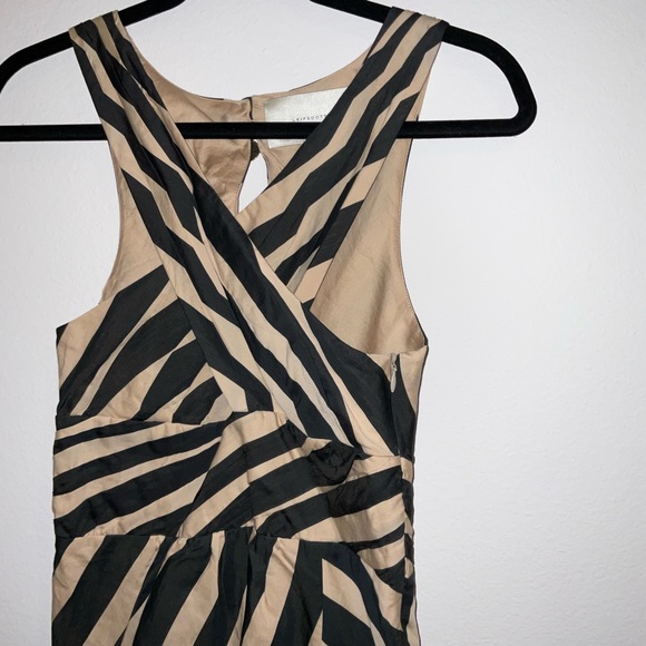 Leifsdottir Anthropologie Macaw Striped Wrap Bodice Sheath Dress Size 0 Black - Picture 3 of 7